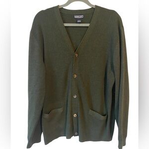 Vintage Land’s End 100% Wool Cardigan , Grandpacore , Olive Green, EUC, Size L
